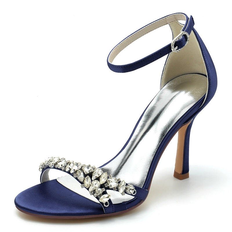 Open-Toe Ankle Strap Bridal Shoes for Women with Imitation Rhinestone