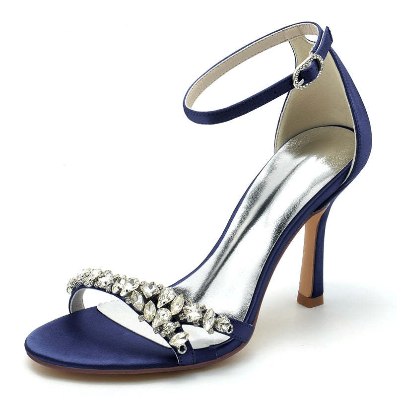 Open-Toe Ankle Strap Bridal Shoes for Women with Imitation Rhinestone