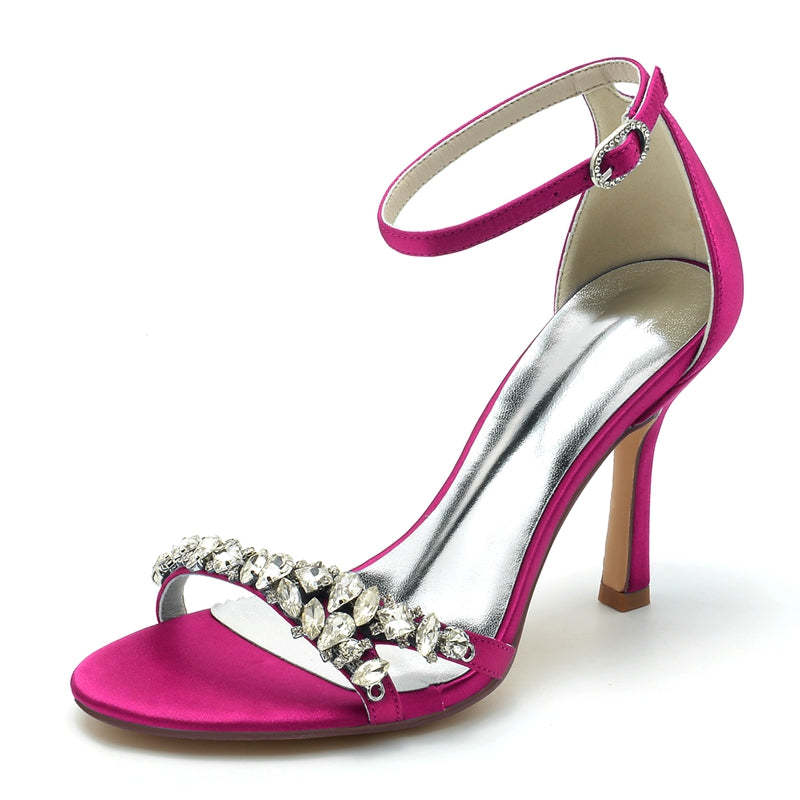 Open-Toe Ankle Strap Bridal Shoes for Women with Imitation Rhinestone