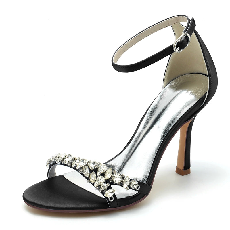 Open-Toe Ankle Strap Bridal Shoes for Women with Imitation Rhinestone