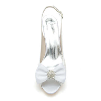 Exquisite Peep Toe Bridal Shoes for Women with Rhinestone Lace and Bow(s)