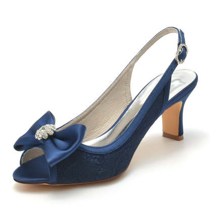 Exquisite Peep Toe Bridal Shoes for Women with Rhinestone Lace and Bow(s)