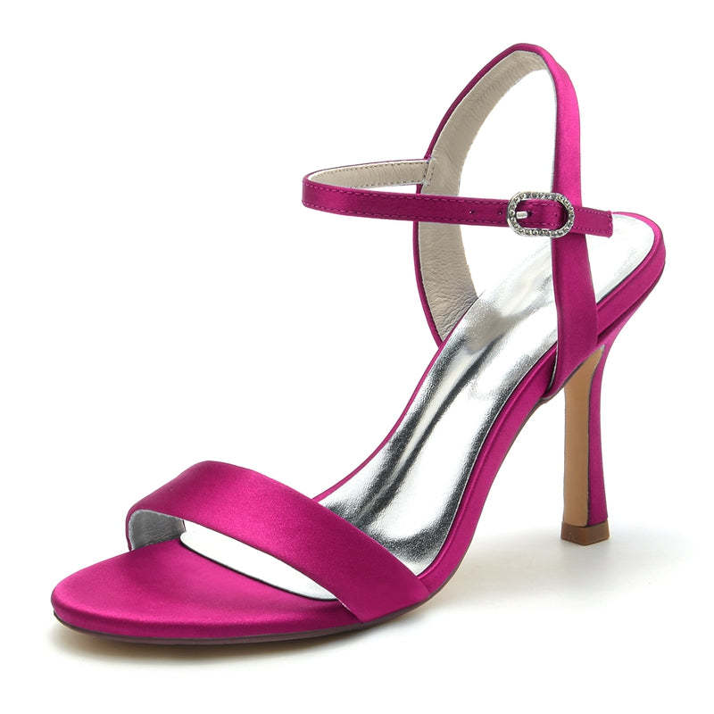 Elegant Open-Toe High Heel Wedding Shoes for Women with Simple Buckle