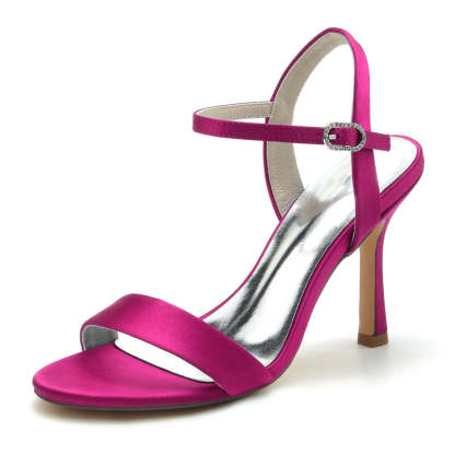 Elegant Open-Toe High Heel Wedding Shoes for Women with Simple Buckle