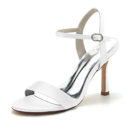 Elegant Open-Toe High Heel Wedding Shoes for Women with Simple Buckle