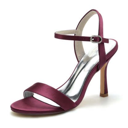 Elegant Open-Toe High Heel Wedding Shoes for Women with Simple Buckle