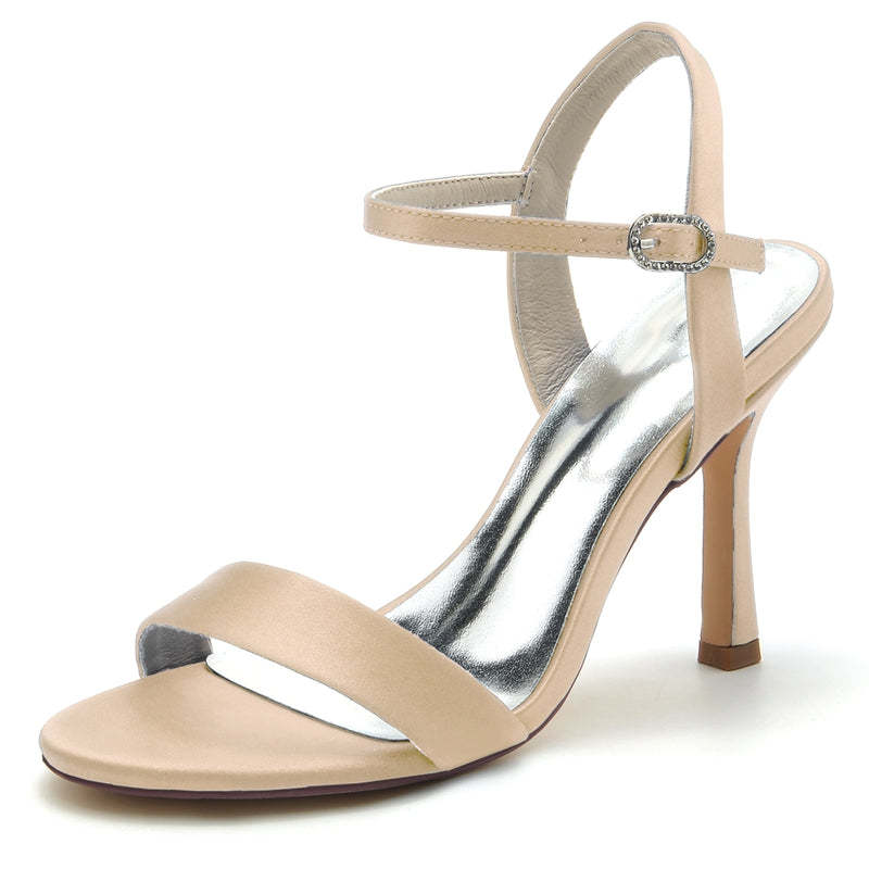Elegant Open-Toe High Heel Wedding Shoes for Women with Simple Buckle