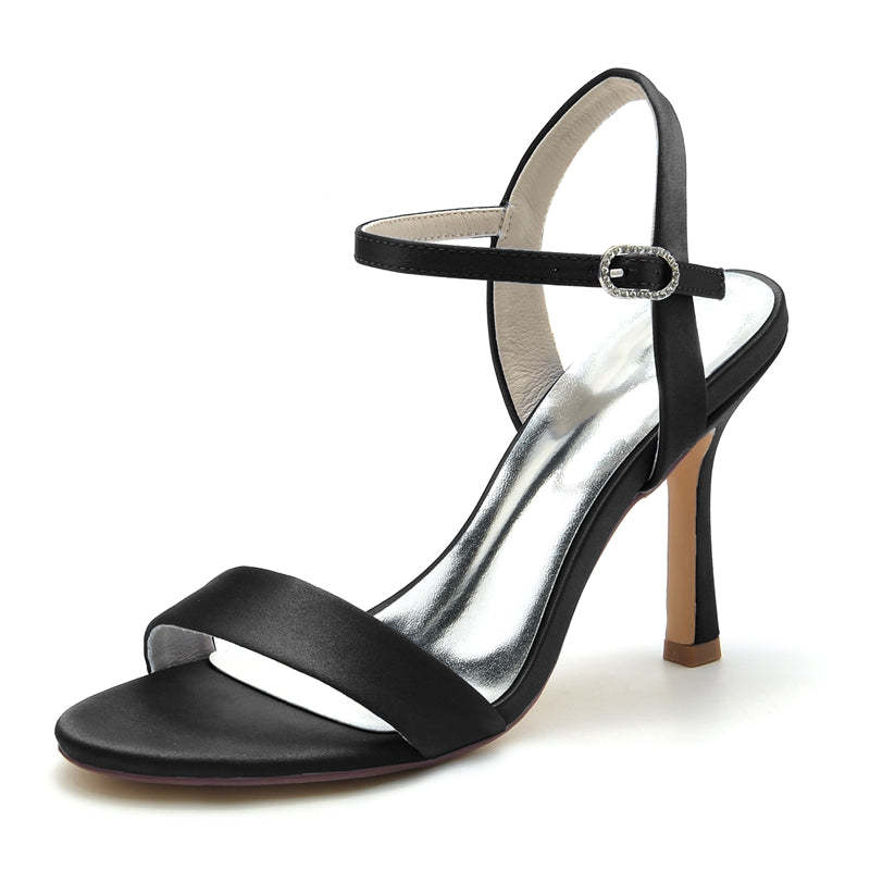 Elegant Open-Toe High Heel Wedding Shoes for Women with Simple Buckle