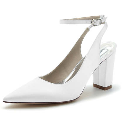 Chic Minimalist Bridal Shoes with Buckle for Women - Pointed Toe High Heels
