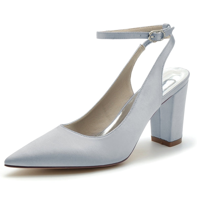 Chic Minimalist Bridal Shoes with Buckle for Women - Pointed Toe High Heels
