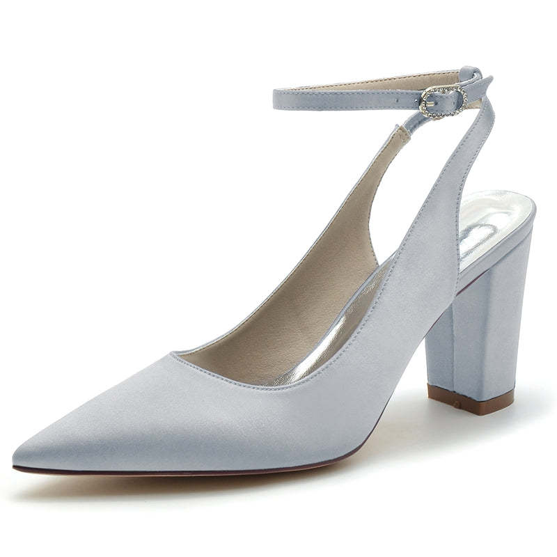 Chic Minimalist Bridal Shoes with Buckle for Women - Pointed Toe High Heels