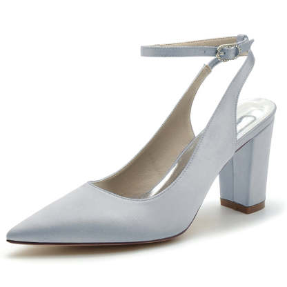 Chic Minimalist Bridal Shoes with Buckle for Women - Pointed Toe High Heels