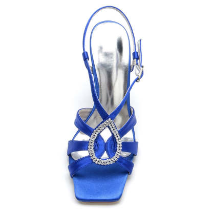 Bridal Shoes for Women with Open Toe High Heel and Rhinestone Buckle Straps