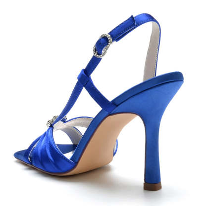 Bridal Shoes for Women with Stiletto Heel Buckle Rhinestone & Ruffles