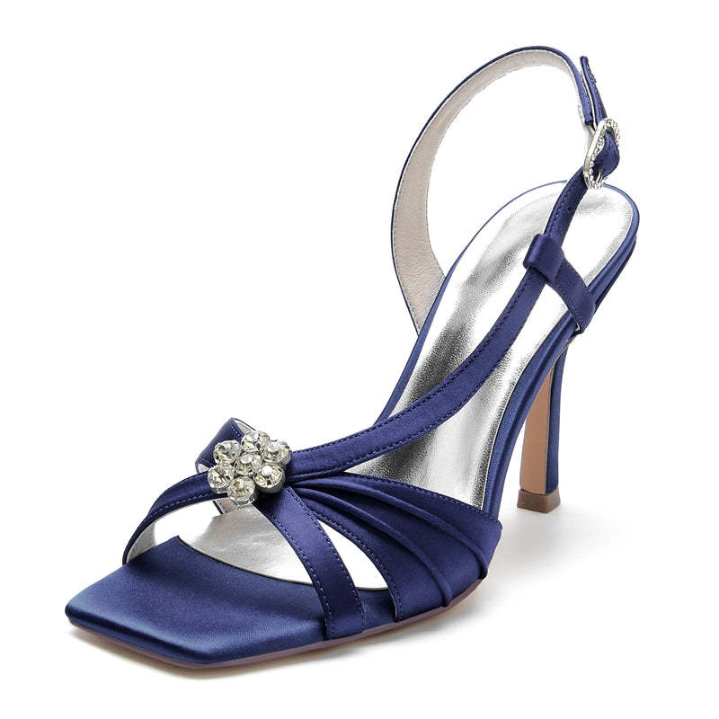 Bridal Shoes for Women with Stiletto Heel Buckle Rhinestone & Ruffles