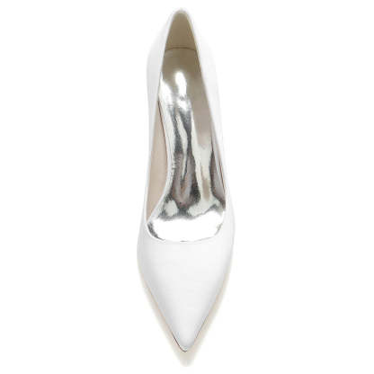 Elegant White Bridal Shoes for Women with Pointed Toe and Block Heel