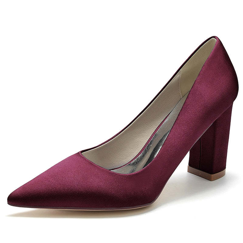 Elegant White Bridal Shoes for Women with Pointed Toe and Block Heel