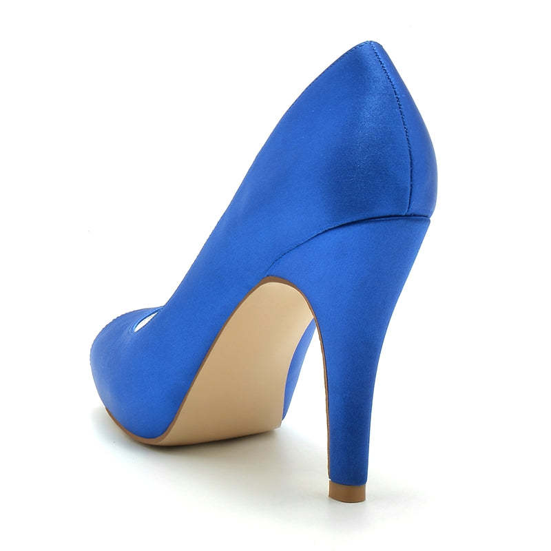 Elegant Royal Blue Peep Toe High Heel Wedding Shoes for Women