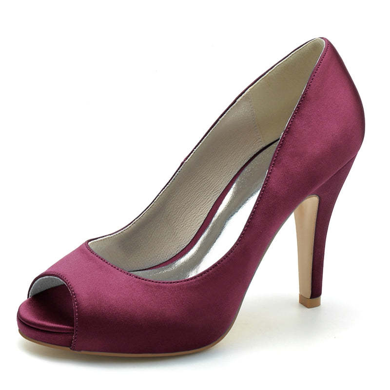 Elegant Royal Blue Peep Toe High Heel Wedding Shoes for Women