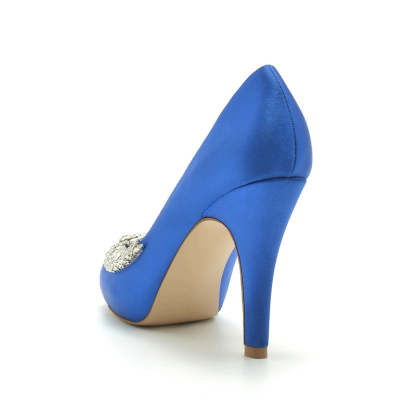 White Peep Toe High Heel Wedding Shoes for Women with Rhinestone