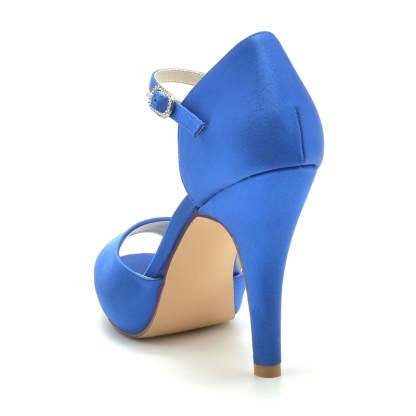 Bridal Stiletto Heel Peep Toe Shoes with Buckle for Women