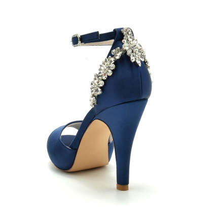Exquisite Rhinestone Bridal Shoes for Women with Peep Toe and Stiletto Heel