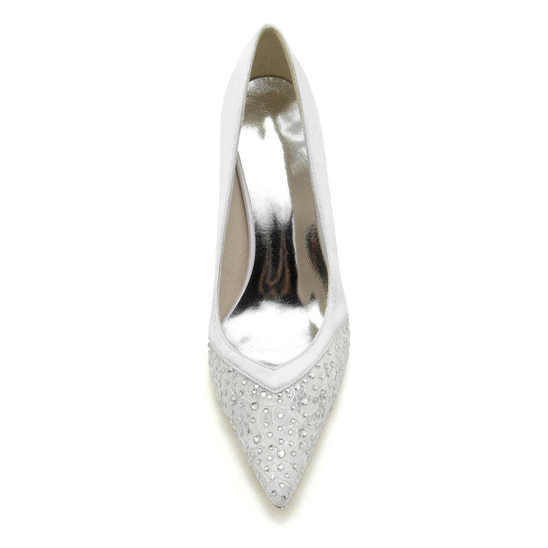 Bridal Stiletto Heel Lace Wedding Shoes with Mini Crystal for Women