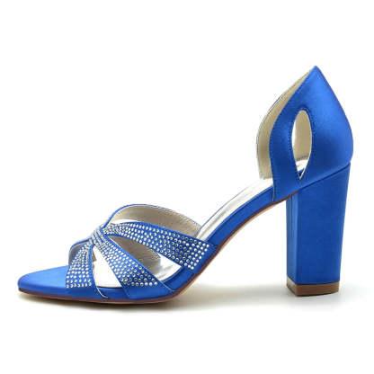 Classic Bridal Shoes for Women with Peep Toe High Heel and Crystal Cross Straps