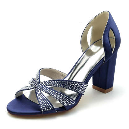 Classic Bridal Shoes for Women with Peep Toe High Heel and Crystal Cross Straps