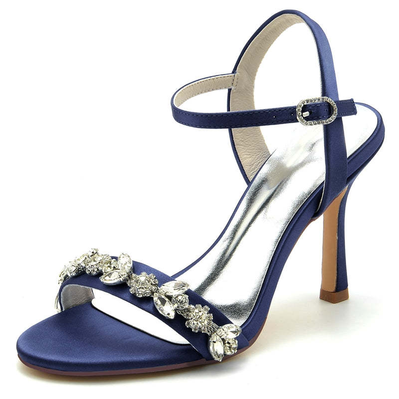 Elegant Stiletto Heel Bridal Shoes for Women with Rhinestone Buckle