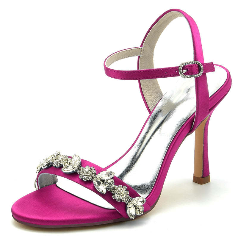 Elegant Stiletto Heel Bridal Shoes for Women with Rhinestone Buckle