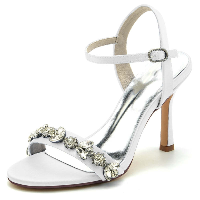Elegant Stiletto Heel Bridal Shoes for Women with Rhinestone Buckle