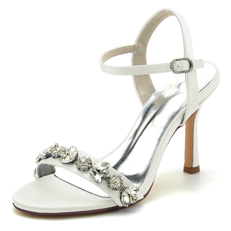 Elegant Stiletto Heel Bridal Shoes for Women with Rhinestone Buckle