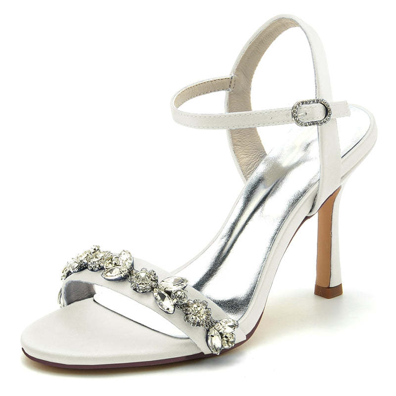 Elegant Stiletto Heel Bridal Shoes for Women with Rhinestone Buckle