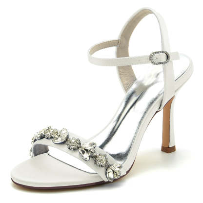 Elegant Stiletto Heel Bridal Shoes for Women with Rhinestone Buckle