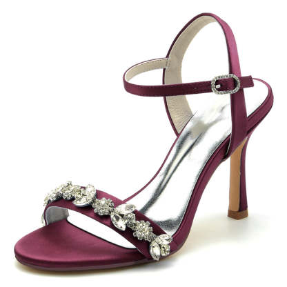 Elegant Stiletto Heel Bridal Shoes for Women with Rhinestone Buckle