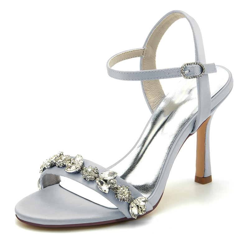 Elegant Stiletto Heel Bridal Shoes for Women with Rhinestone Buckle