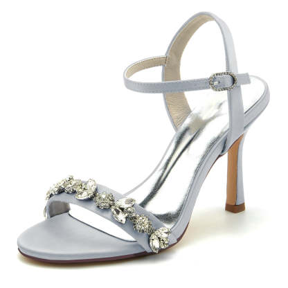 Elegant Stiletto Heel Bridal Shoes for Women with Rhinestone Buckle