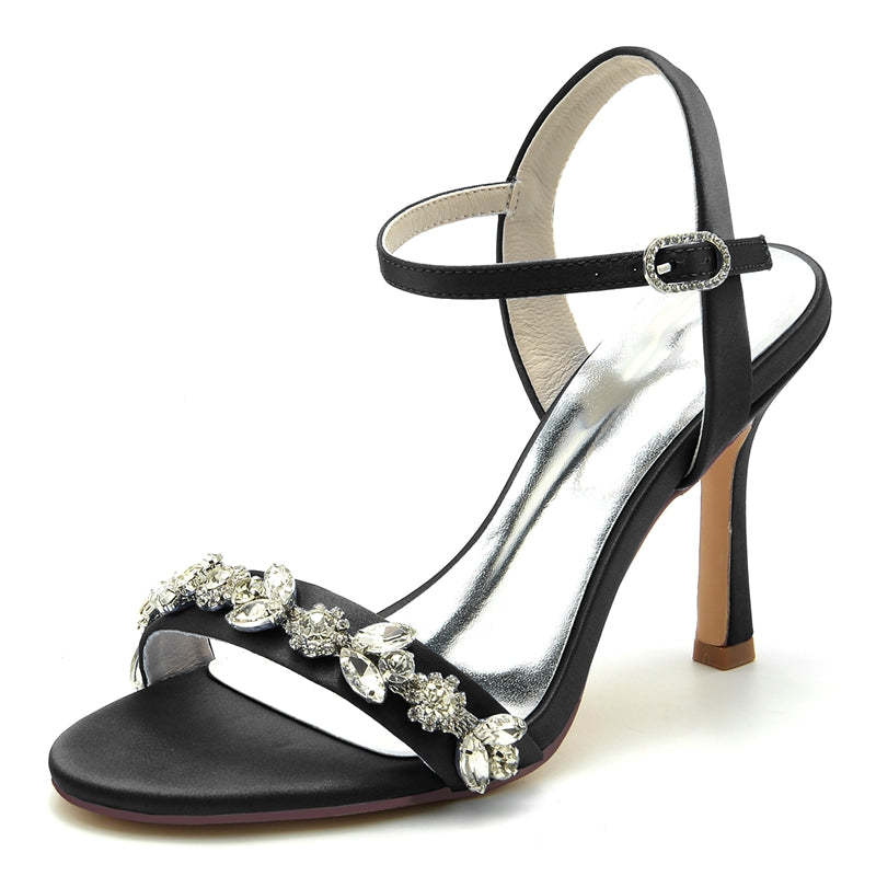 Elegant Stiletto Heel Bridal Shoes for Women with Rhinestone Buckle
