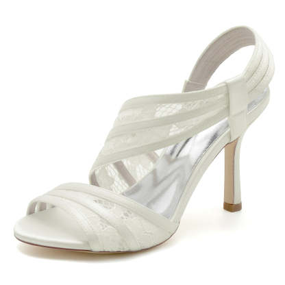 Bridal Peep Toe High Heels with Cross Lace Straps for Women