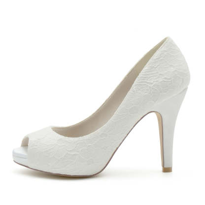 Elegant Peep Toe Lace Bridal Heels for Women