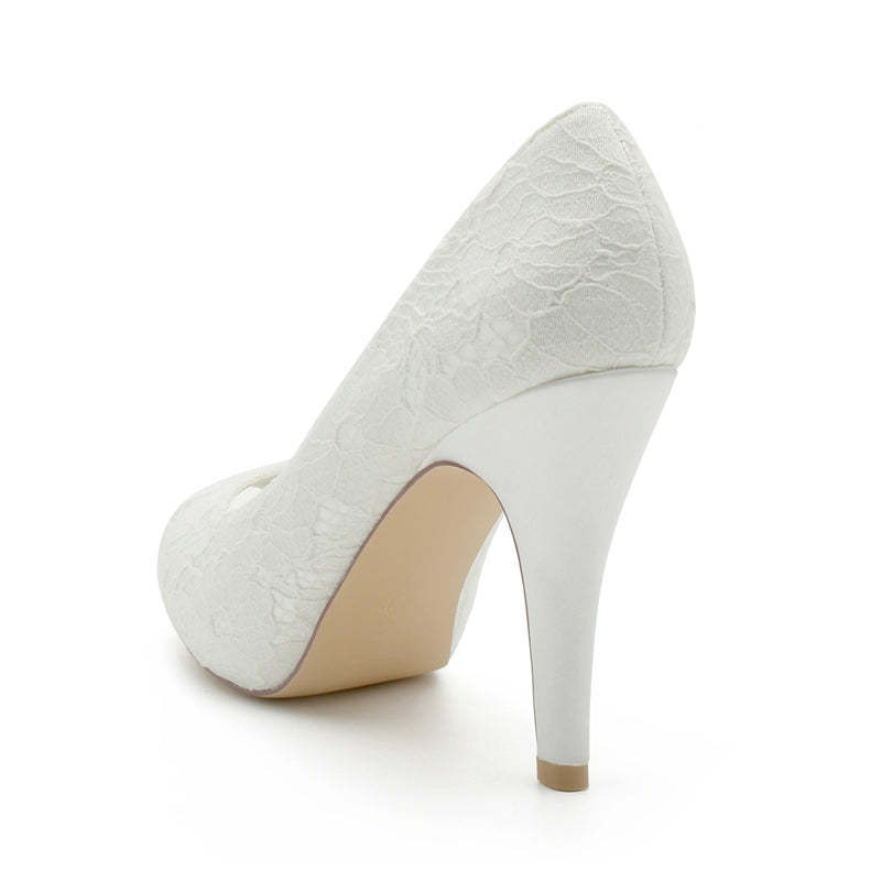 Elegant Peep Toe Lace Bridal Heels for Women