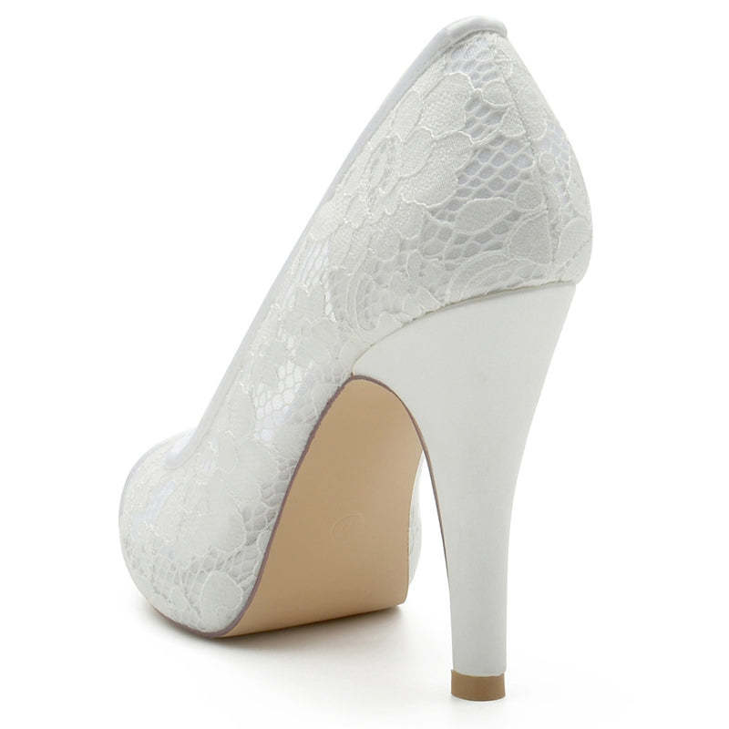 Bridal Stiletto Heel Shoes with Lace and Crystals for Women