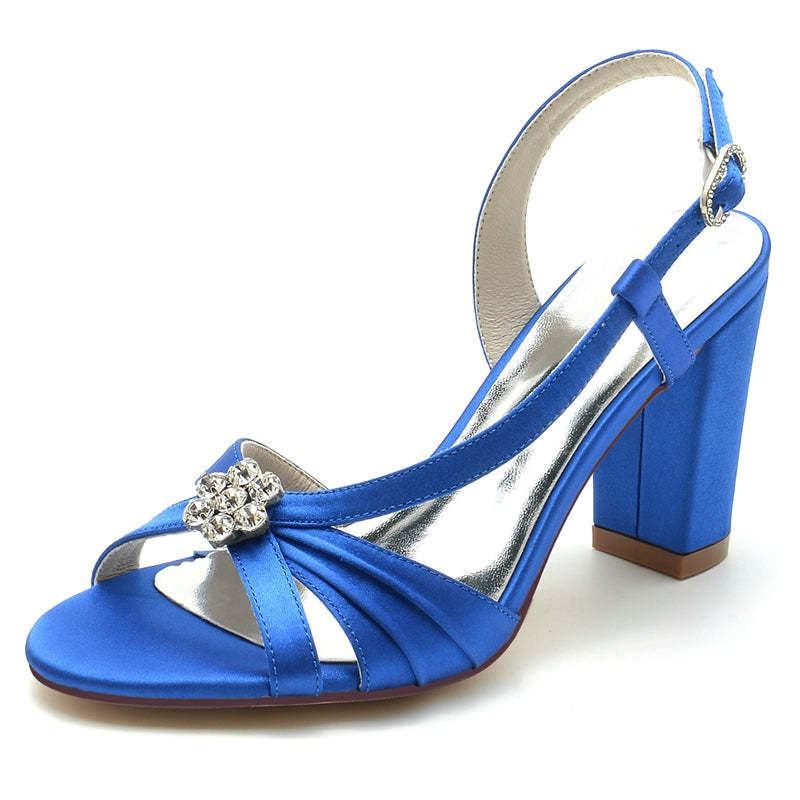 Chic Strappy Bridal Shoes with Ruffles and Open Toe Block Heel