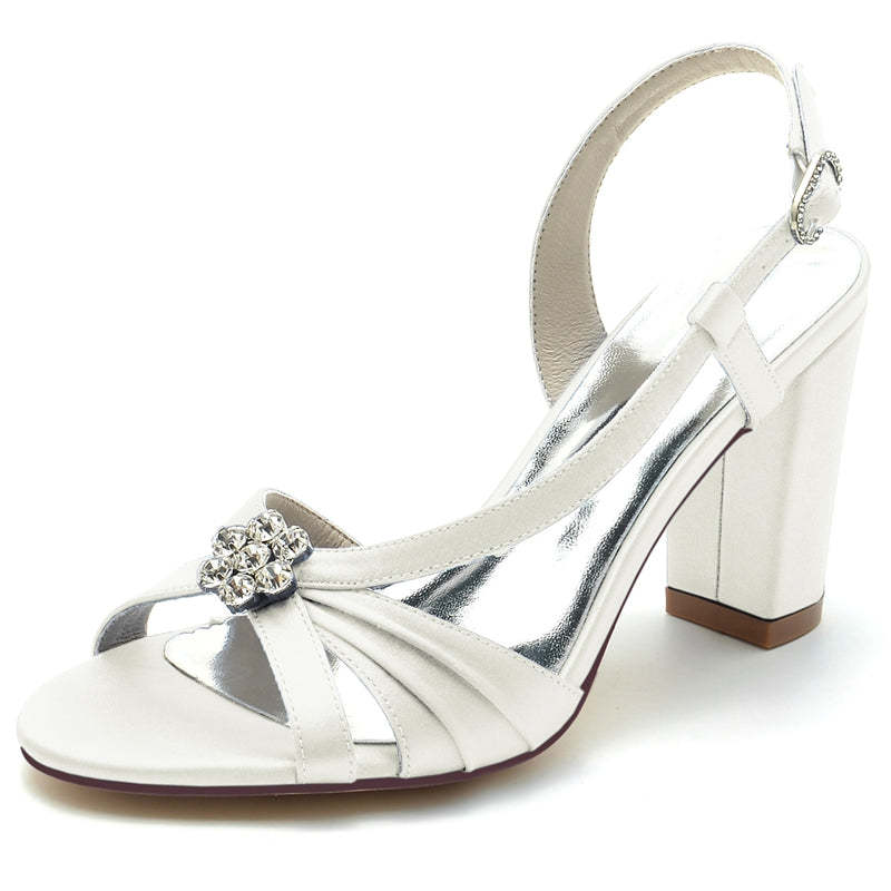 Chic Strappy Bridal Shoes with Ruffles and Open Toe Block Heel