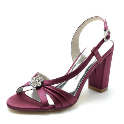 Chic Strappy Bridal Shoes with Ruffles and Open Toe Block Heel