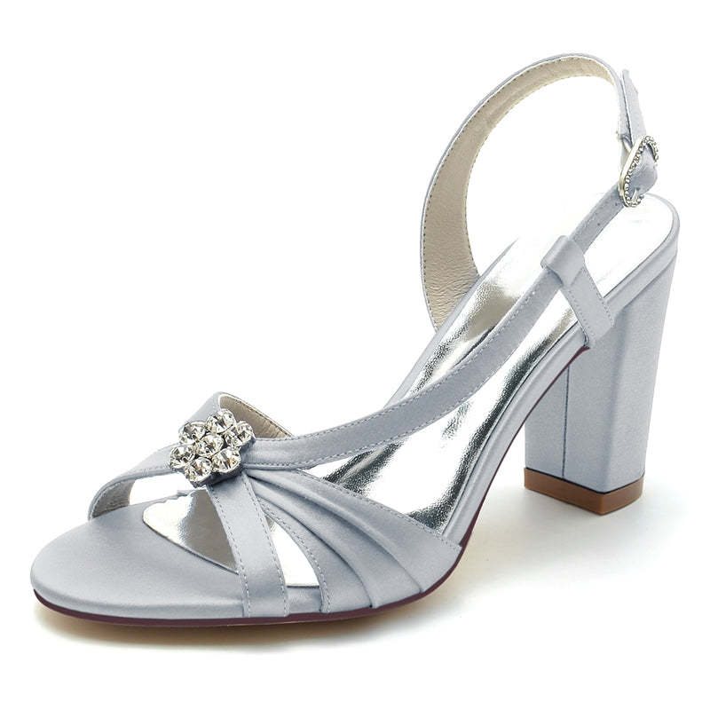 Chic Strappy Bridal Shoes with Ruffles and Open Toe Block Heel