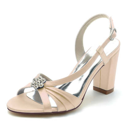 Chic Strappy Bridal Shoes with Ruffles and Open Toe Block Heel