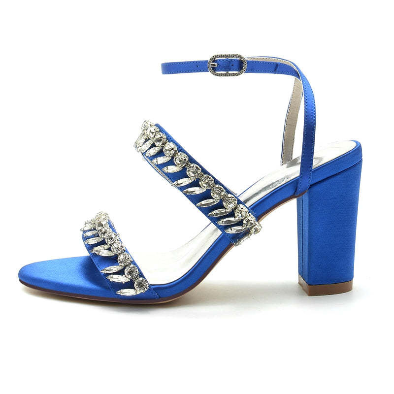 Elegant Champagne Bridal Shoes with Rhinestone Ankle Strap and Opened Toe for Women