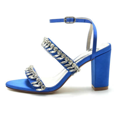 Elegant Champagne Bridal Shoes with Rhinestone Ankle Strap and Opened Toe for Women